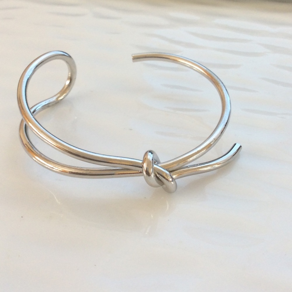Silver Knot Cuff Bracelet Stainless Steal